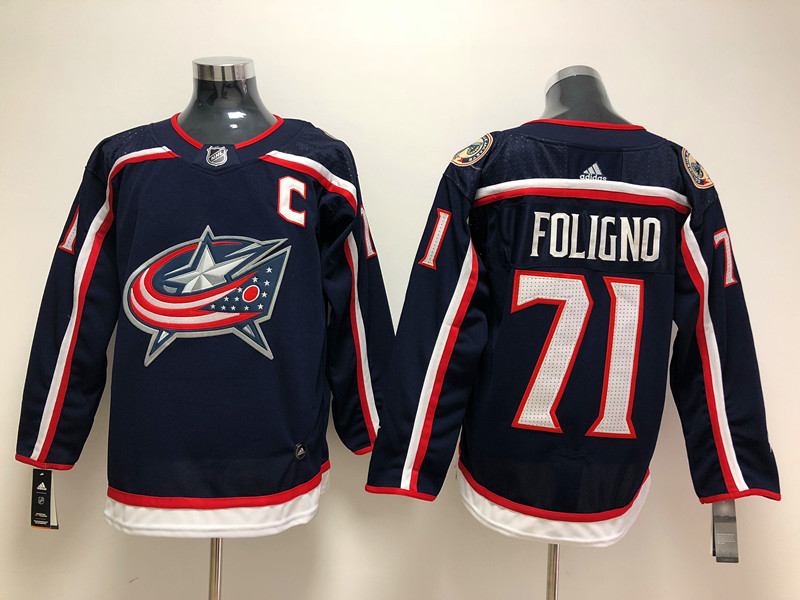 Men's Columbus Blue Jackets Nick Foligno #71 Navy Home Breakaway Jersey